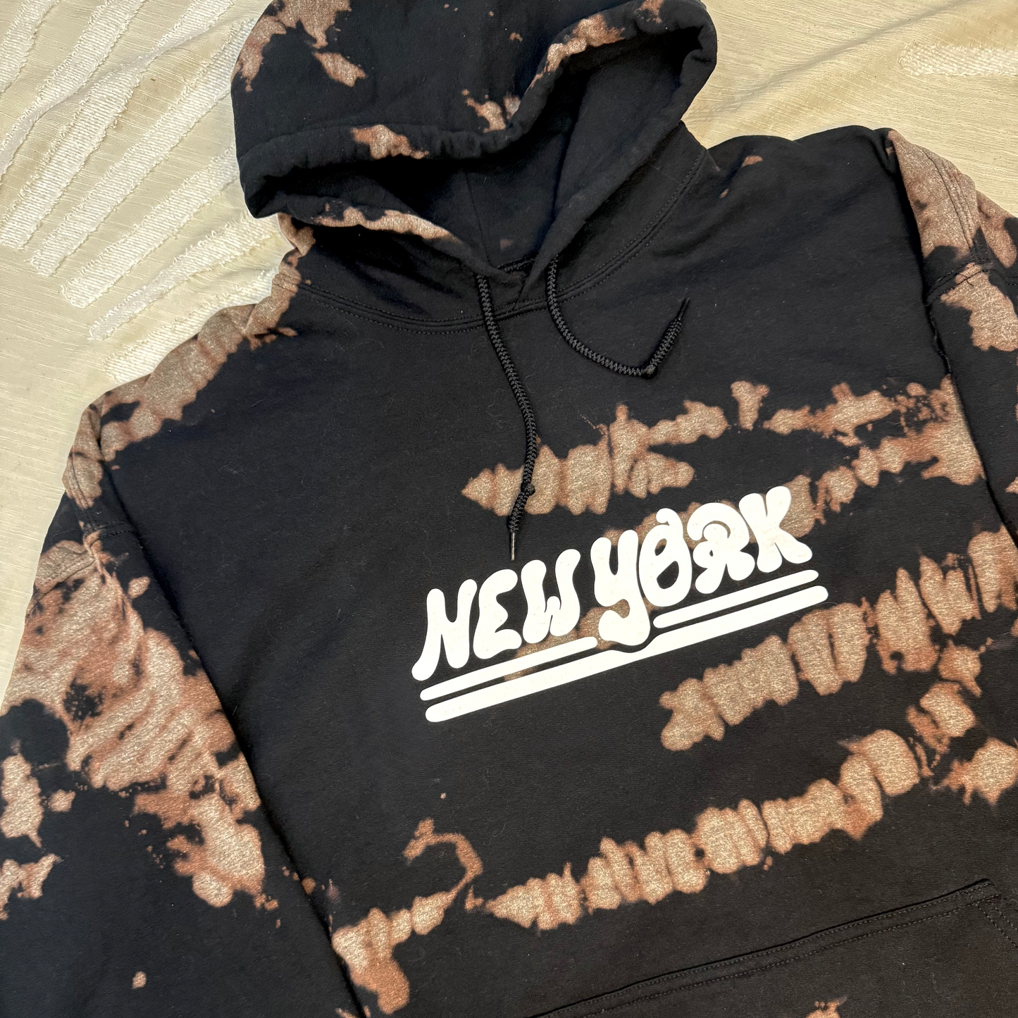 "new york" hoodie - acidwash