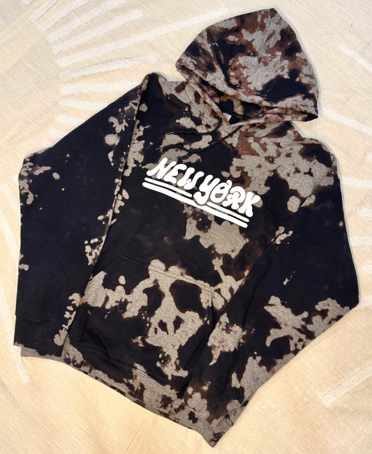 "new york" hoodie - acidwash